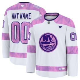 New York Islanders Dresy Personalizované Fanatics Hockey Fights Cancer Practice 2024-25 Bílý - Pánské